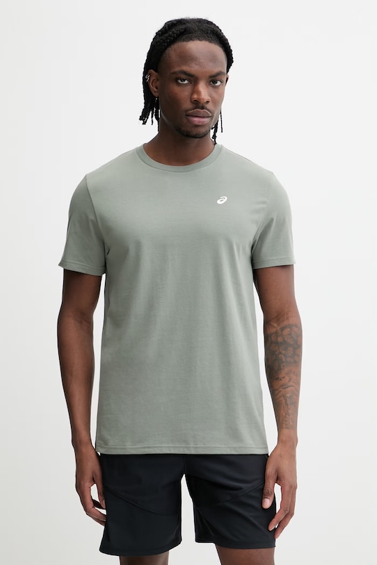 Asics t-shirt treningowy SPIRAL EMBROIDERY regular zielony 2031F458