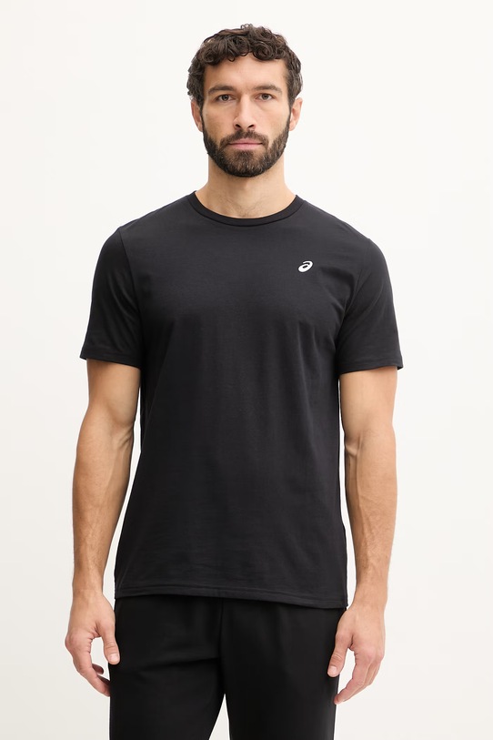 Asics t-shirt treningowy SPIRAL EMBROIDERY regular czarny 2031F458