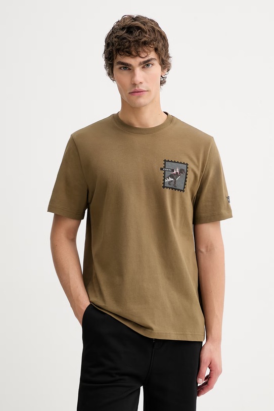 Iceberg t-shirt bawełniany nadruk zielony F027.627A