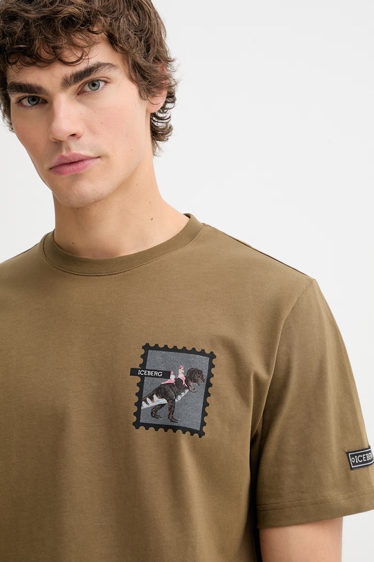 Iceberg t-shirt bawełniany zielony F027.627A