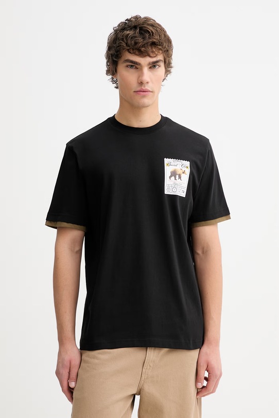 Iceberg t-shirt bawełniany nadruk czarny F029.627A