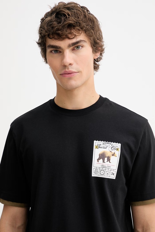 Iceberg t-shirt bawełniany czarny F029.627A