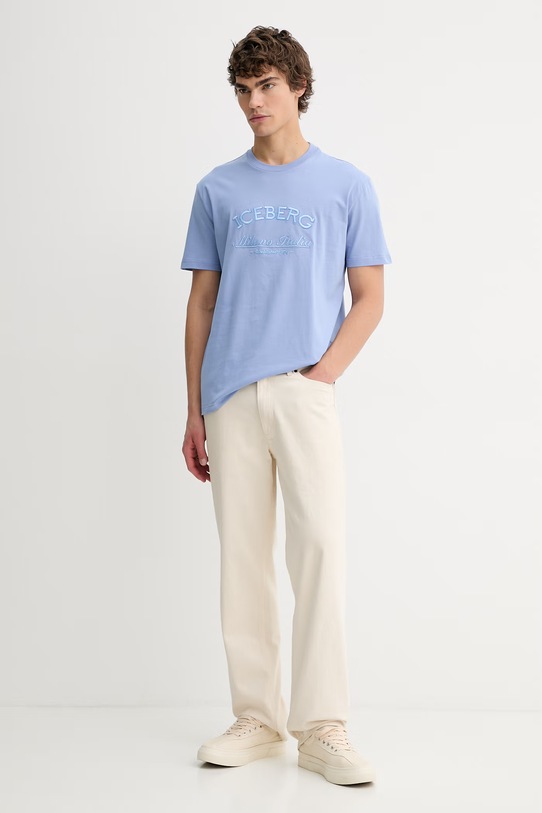 Iceberg t-shirt bawełniany F040.6325 niebieski SS26