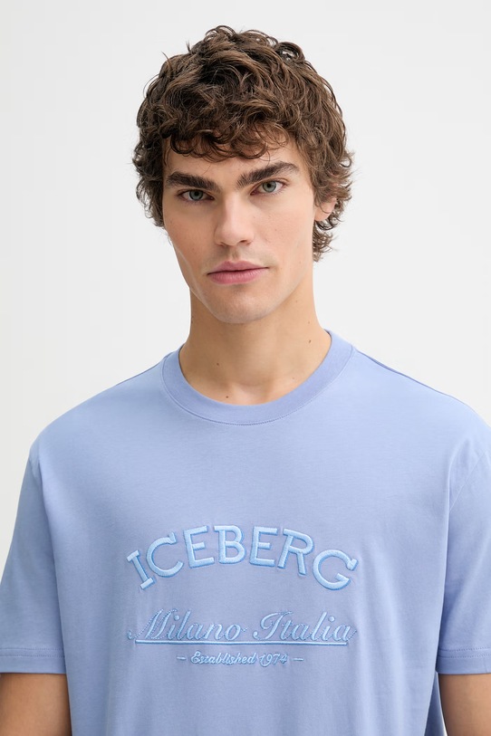 Iceberg t-shirt bawełniany niebieski F040.6325