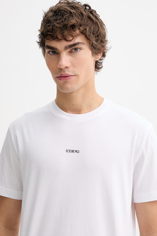Iceberg t-shirt bawełniany biały F045.6325