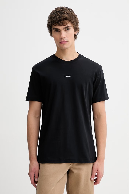 Odzież Iceberg t-shirt bawełniany F045.6325 czarny