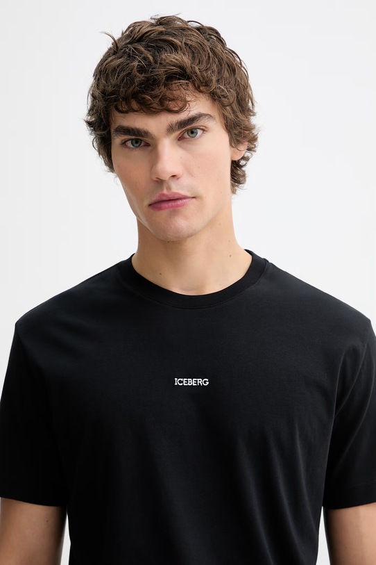 Iceberg t-shirt bawełniany czarny F045.6325