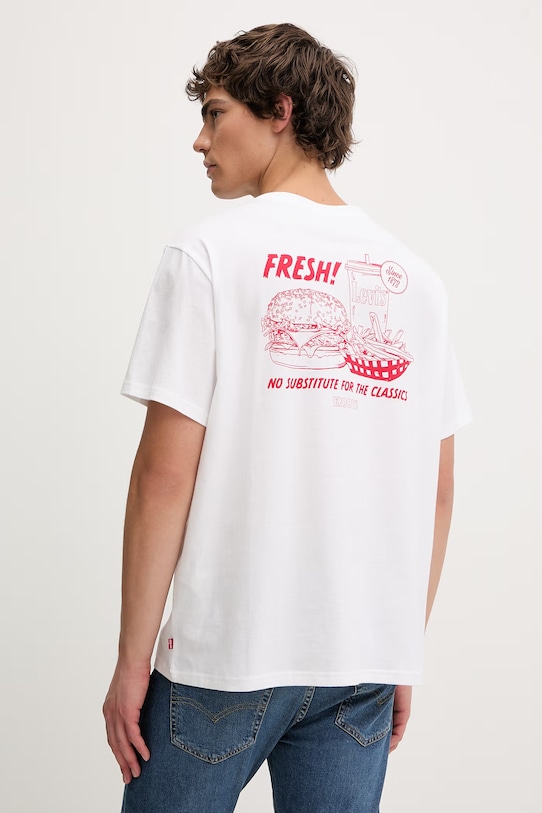 Levi's t-shirt bawełniany SS RELAXED FIT nadruk biały 16143.2462
