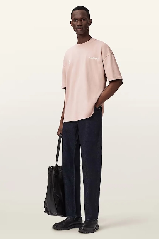 Ρούχα Βαμβακερό μπλουζάκι AllSaints EMBLEM M006PE ροζ