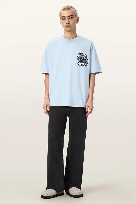 Одяг Бавовняна футболка AllSaints PANHEAD M021PE блакитний