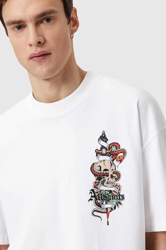 Bavlněné tričko AllSaints BLADE bílá M025PE