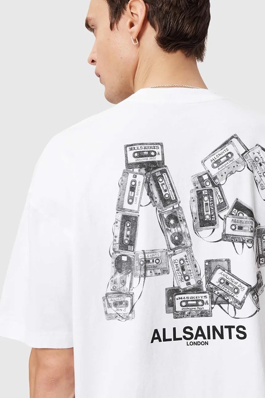 Памучна тениска AllSaints MIXTAPE M031PE бял