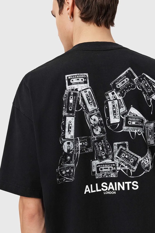 Памучна тениска AllSaints MIXTAPE M031PE черен