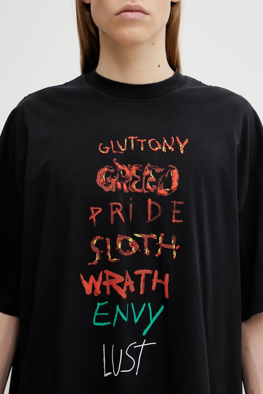VETEMENTS t-shirt bawełniany 7 Sins czarny ME76TR196BX