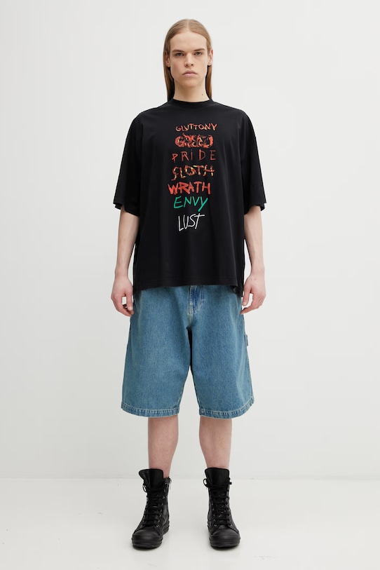 VETEMENTS t-shirt bawełniany 7 Sins ME76TR196BX czarny