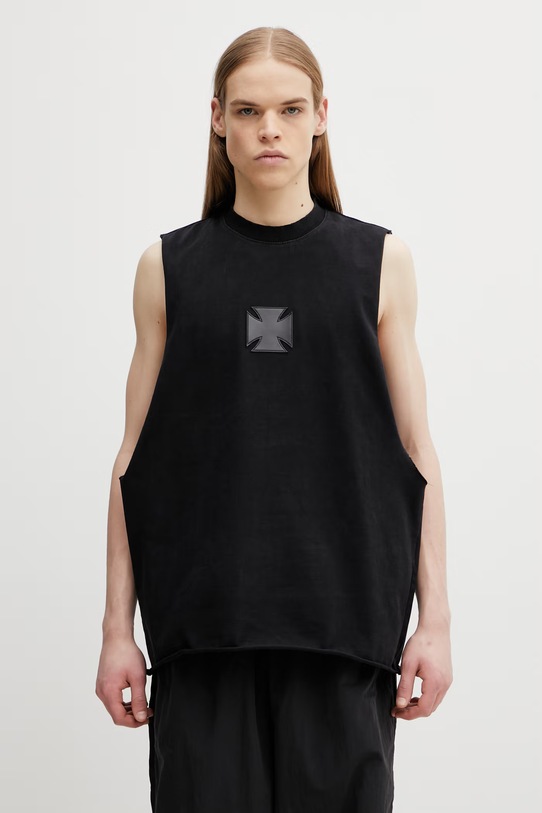 VETEMENTS t-shirt bawełniany Leather Cross bawełna czarny ME76TR154BX