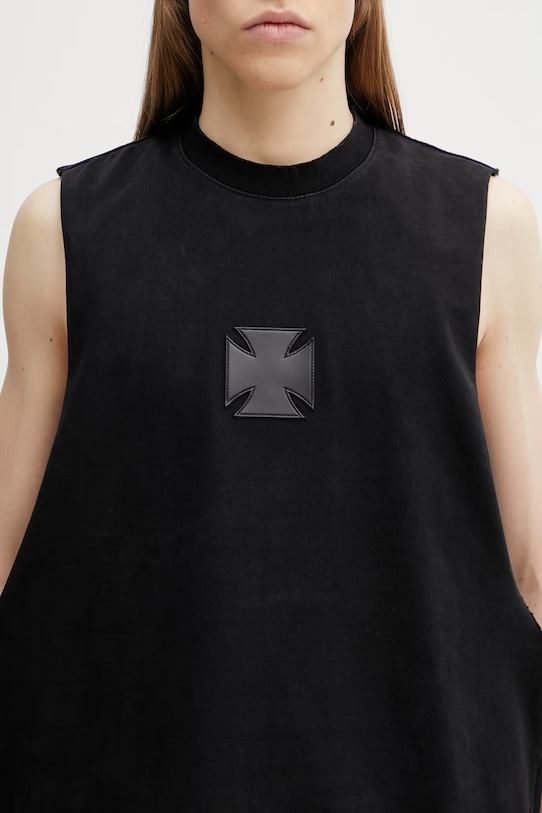 VETEMENTS t-shirt bawełniany Leather Cross czarny ME76TR154BX