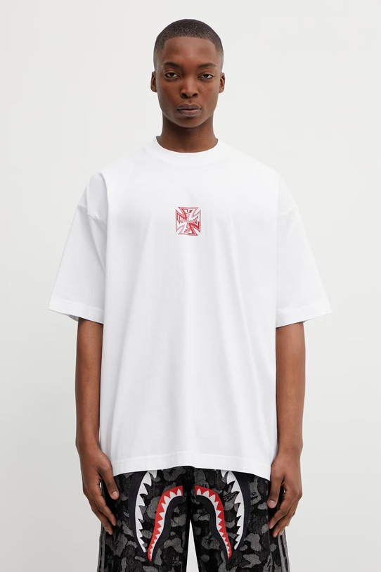 Odzież VETEMENTS t-shirt bawełniany Double Biker Cross ME76TR178W biały