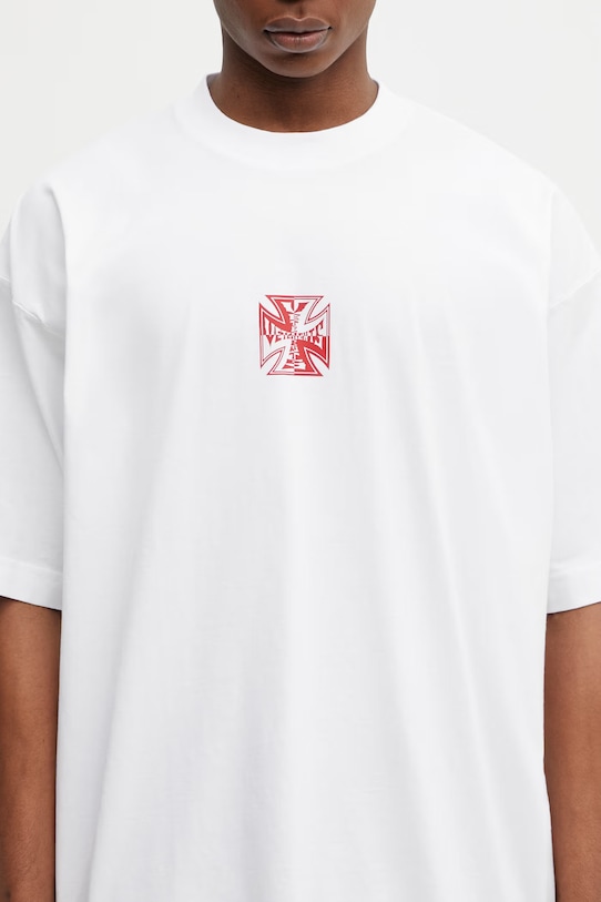 VETEMENTS t-shirt bawełniany Double Biker Cross biały ME76TR178W