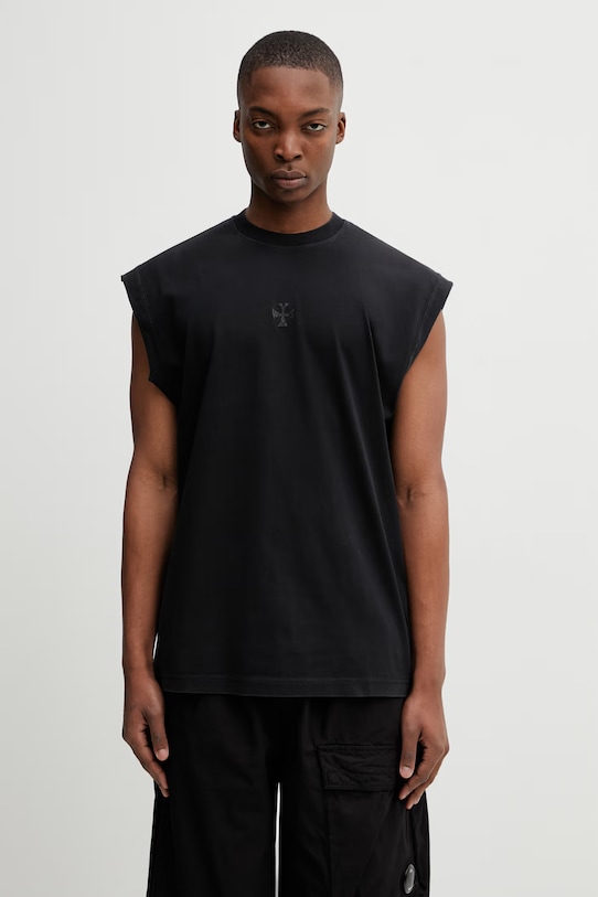 VETEMENTS t-shirt bawełniany Cross Logo gładkie czarny ME76TR176B