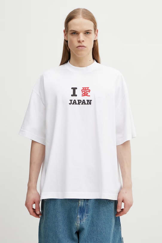 VETEMENTS t-shirt bawełniany Japan Tourist nadruk biały ME76TR260W