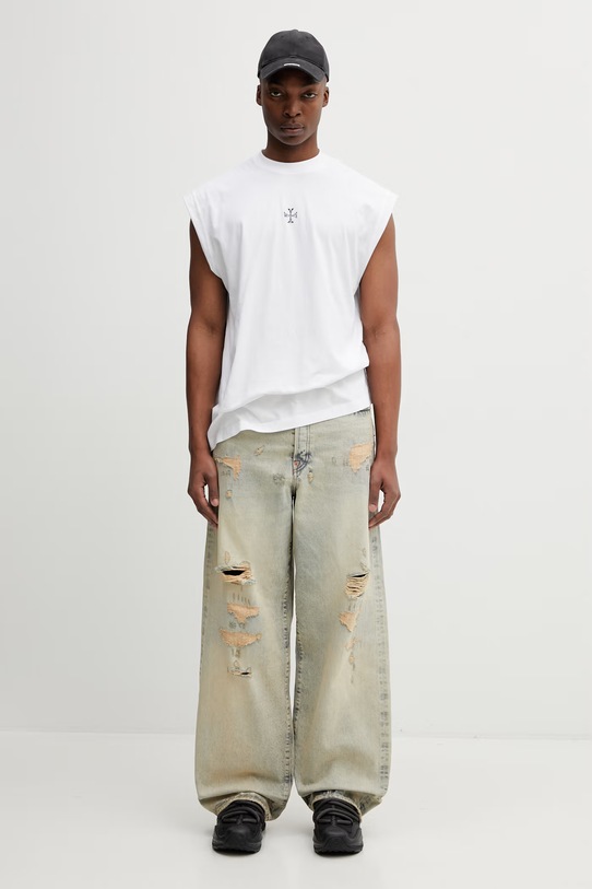 VETEMENTS t-shirt bawełniany Cross Logo ME76TR175W biały