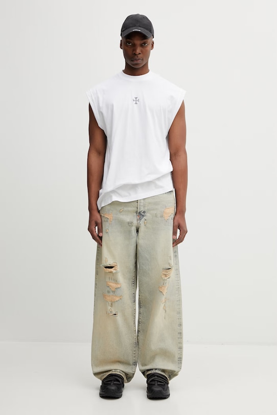 VETEMENTS t-shirt bawełniany Cross Logo ME76TR175W biały