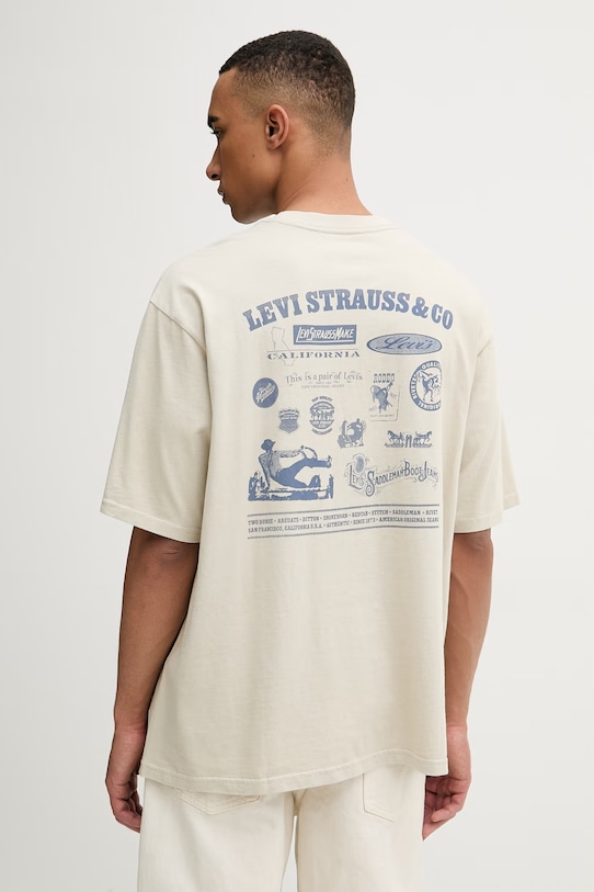 Levi's t-shirt męski bawełniany WW GR x WORKWEAR beżowy 003XL
