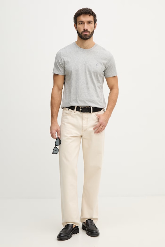 Βαμβακερό μπλουζάκι Polo Ralph Lauren 714844756 γκρί AA00