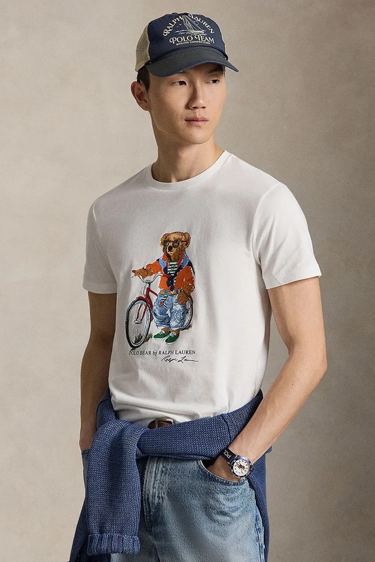 Polo Ralph Lauren t-shirt bawełniany nadruk biały 710B16612