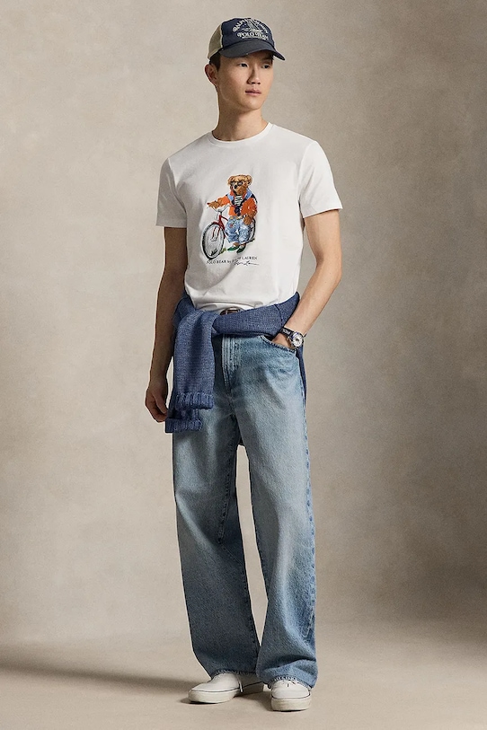 Odzież Polo Ralph Lauren t-shirt bawełniany 710B16612 biały