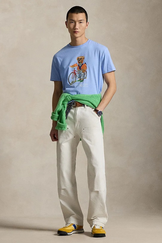 Odzież Polo Ralph Lauren t-shirt bawełniany 710B16612 niebieski