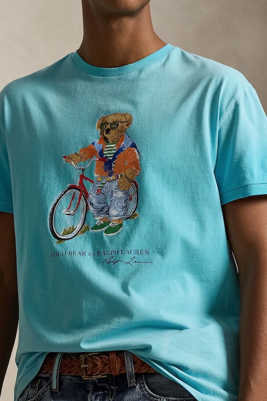 Polo Ralph Lauren t-shirt bawełniany turkusowy 710B16613