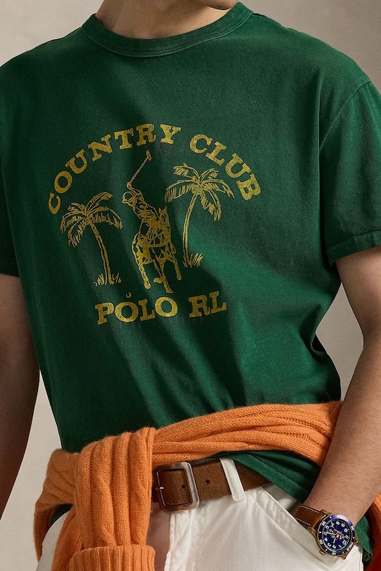 Polo Ralph Lauren t-shirt męski bawełniany zielony 710B13513