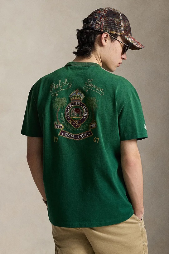 Polo Ralph Lauren t-shirt męski bawełniany 710B13519 zielony SS26