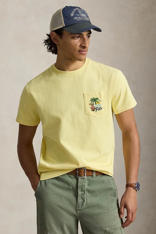 Polo Ralph Lauren t-shirt męski bawełniany żółty 710B14586