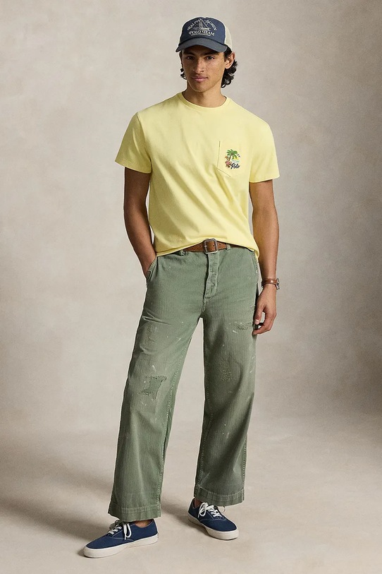 Odzież Polo Ralph Lauren t-shirt męski bawełniany 710B14586 żółty