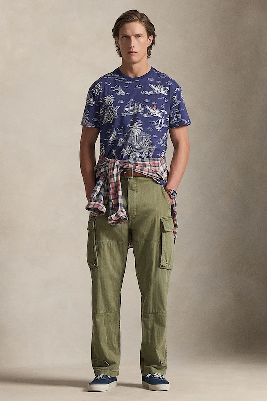 Ruházat Polo Ralph Lauren pamut póló 710B16619 sötétkék