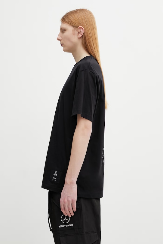 Y-3 x F1 LOGO SS TEE t-shirt basic męski bawełniany KR2373 czarny SS26