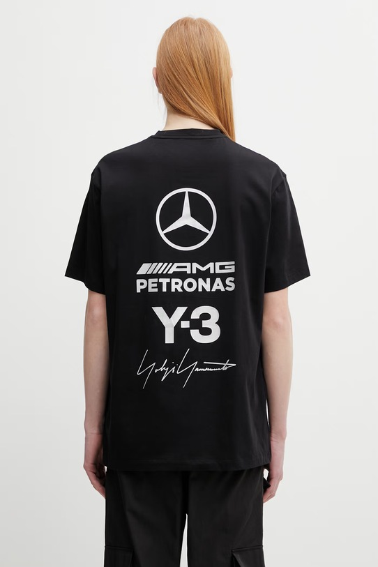 Odzież Y-3 x F1 LOGO SS TEE t-shirt basic męski bawełniany KR2373 czarny