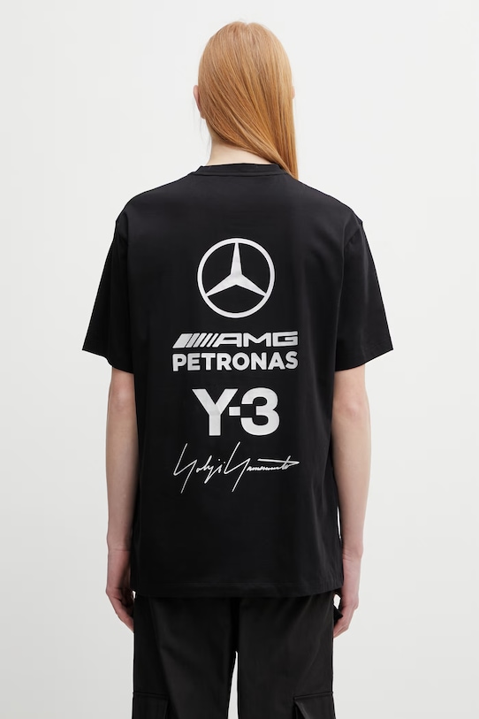 Odzież Y-3 x F1 LOGO SS TEE t-shirt basic męski bawełniany KR2373 czarny
