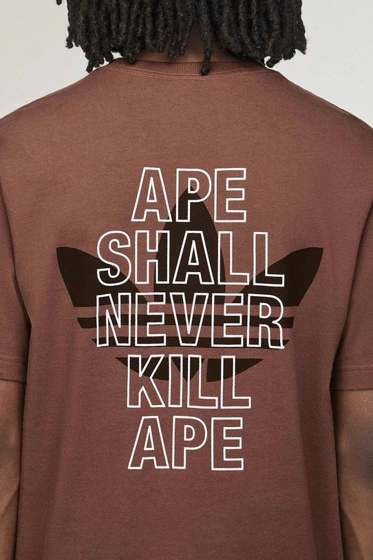 Бавовняна футболка adidas Originals x BAPE коричневий KF4915