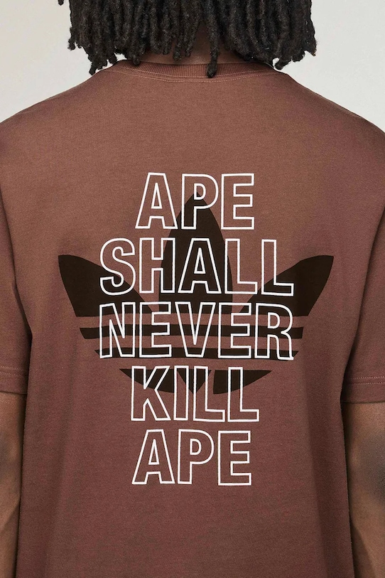 Бавовняна футболка adidas Originals x BAPE коричневий KF4915