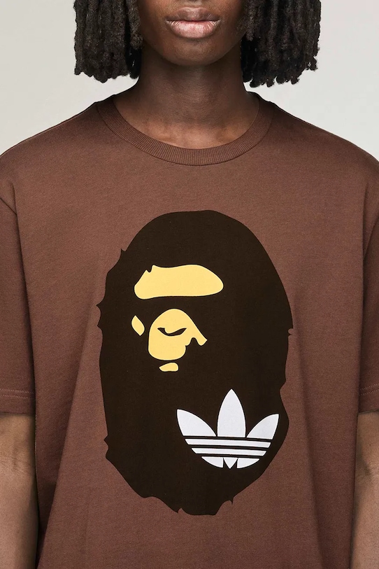 Бавовняна футболка adidas Originals x BAPE KF4915 коричневий
