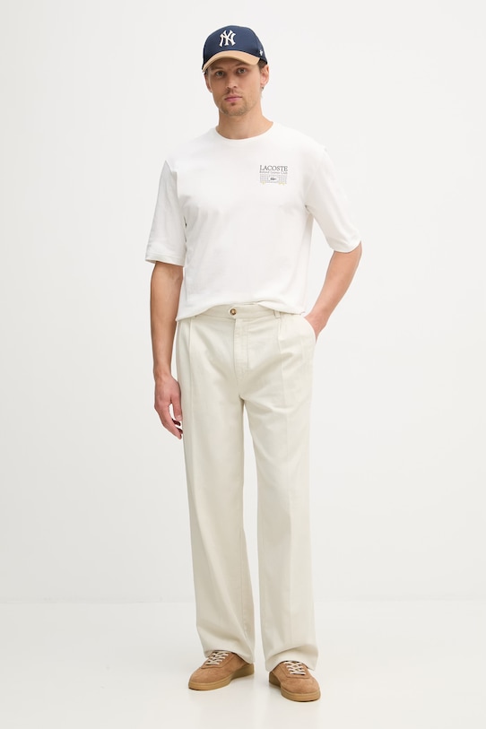 Lacoste T-shirt męski bawełniany TH0375 biały SS26