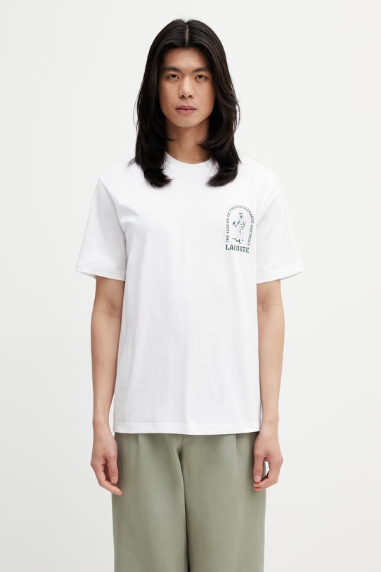 Lacoste tričko bavlněné pánské bílá TH1433