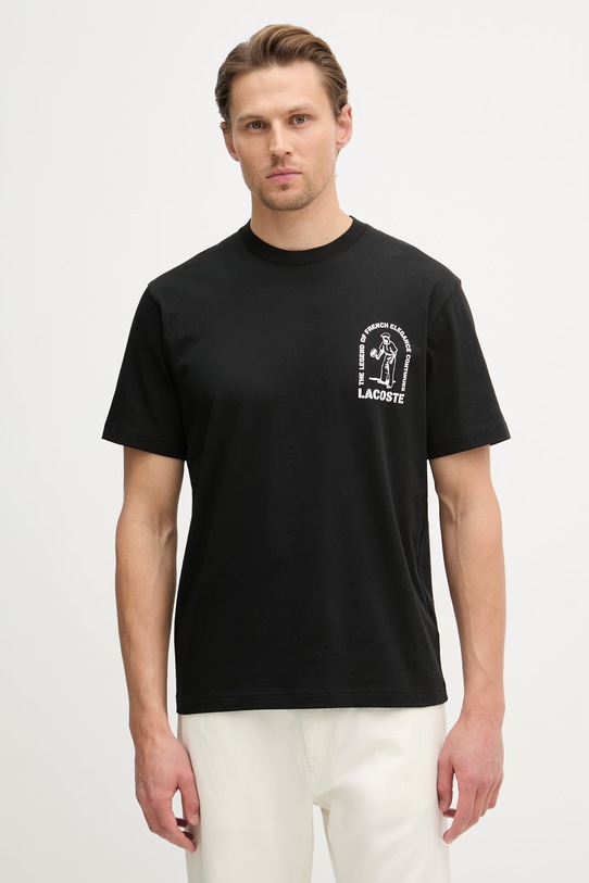 Lacoste T-shirt męski bawełniany czarny TH1433