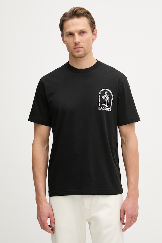 Lacoste T-shirt męski bawełniany czarny TH1433