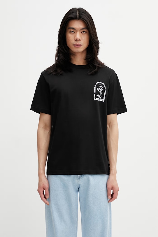 Lacoste тениска от памук мъжка черен TH1433