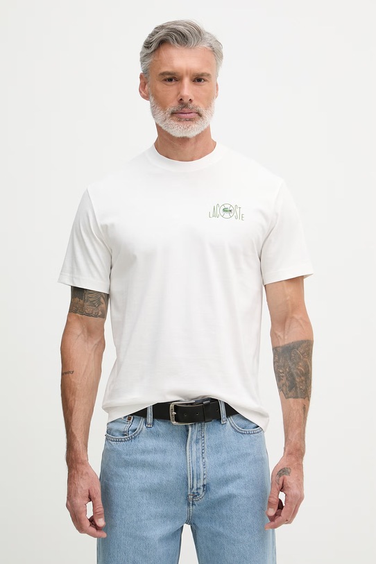 Odzież Lacoste T-shirt męski bawełniany TH2197 biały